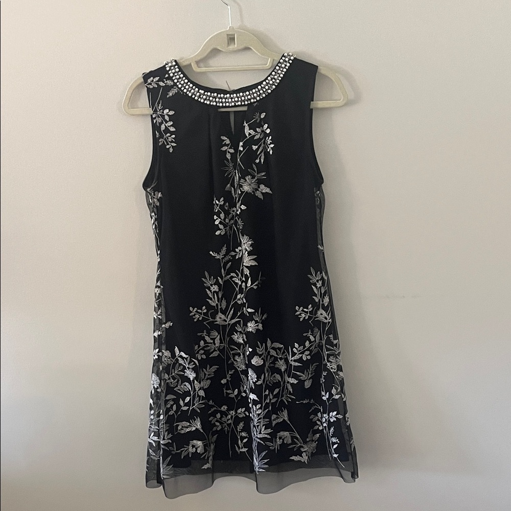 Elegant Black and Silver Floral Dress